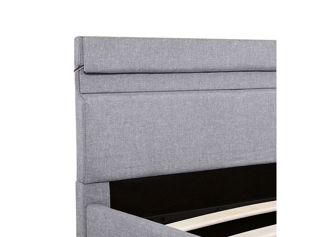 Giroletto con Contenitore e LED Grigio Chiaro Tessuto 140x200cm