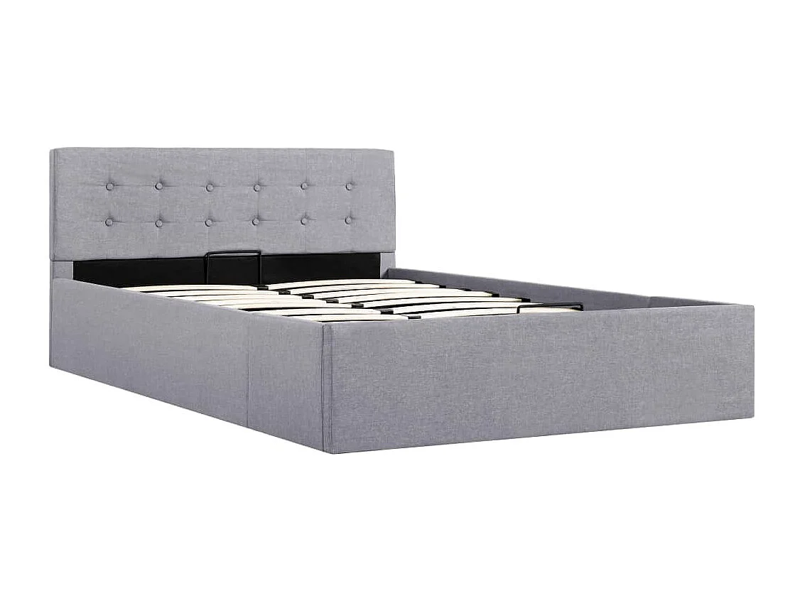 Cama hidráulica c/ arrumação 120x200cm tecido cinza-claro