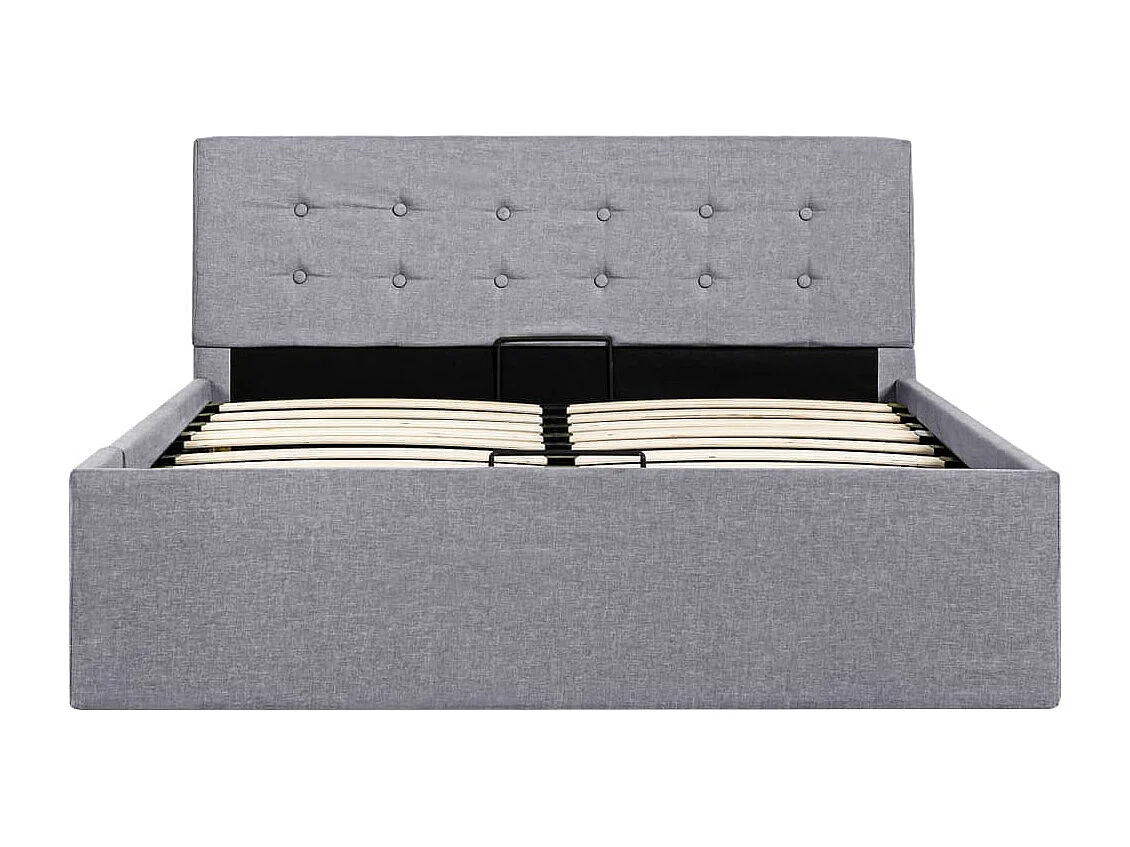 Cama hidráulica c/ arrumação 120x200cm tecido cinza-claro
