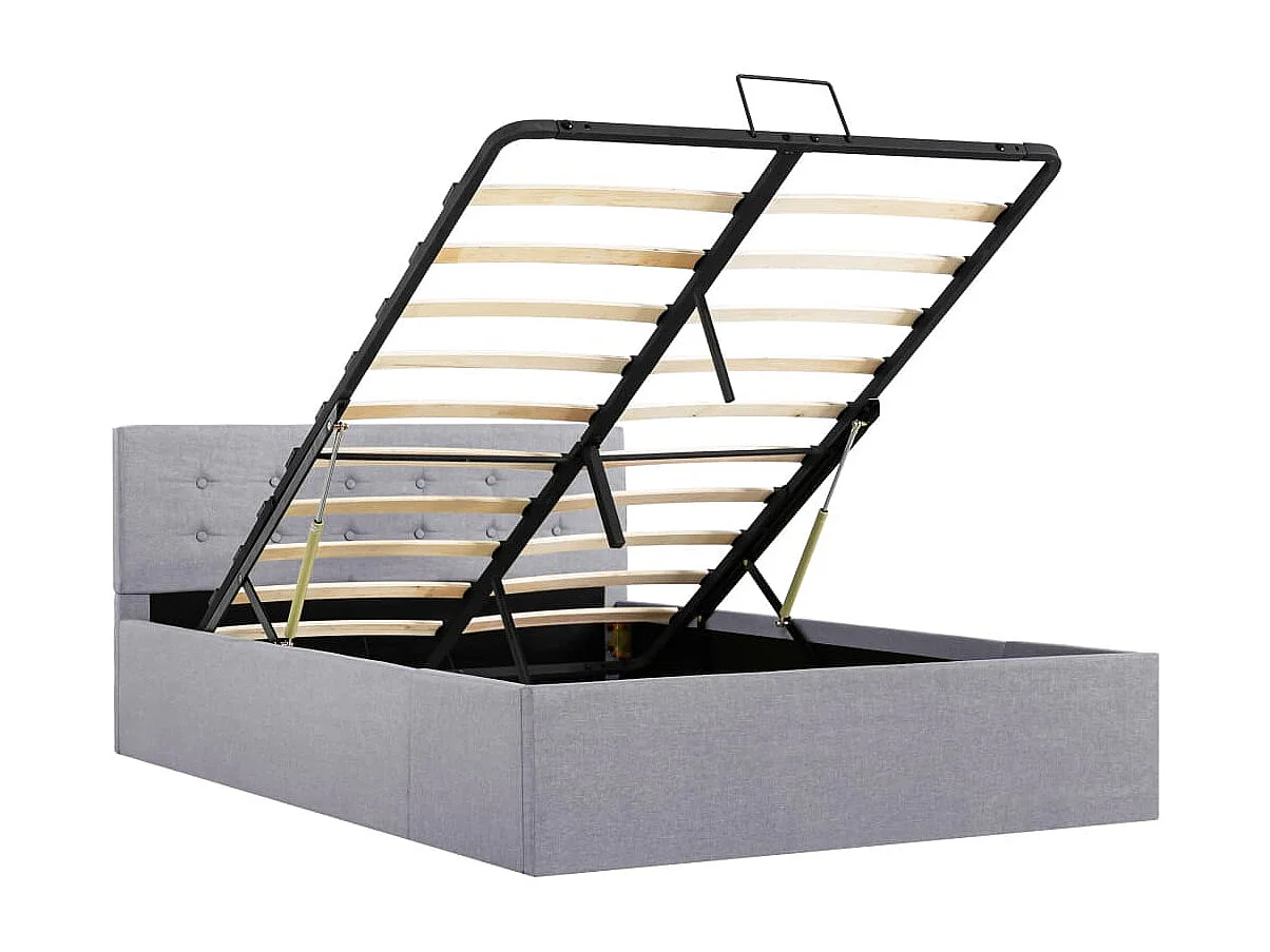 Cama hidráulica c/ arrumação 120x200cm tecido cinza-claro