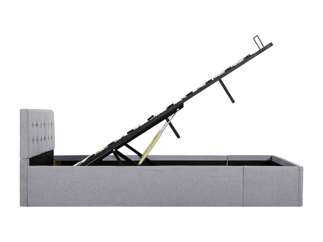 Cama hidráulica c/ arrumação 120x200cm tecido cinza-claro