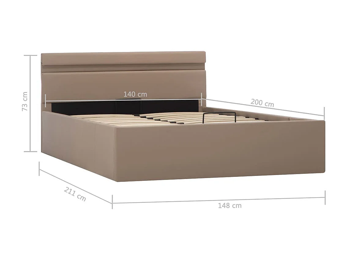 Cadre de lit à rangement hydraulique sans matelas 140x200 cm
