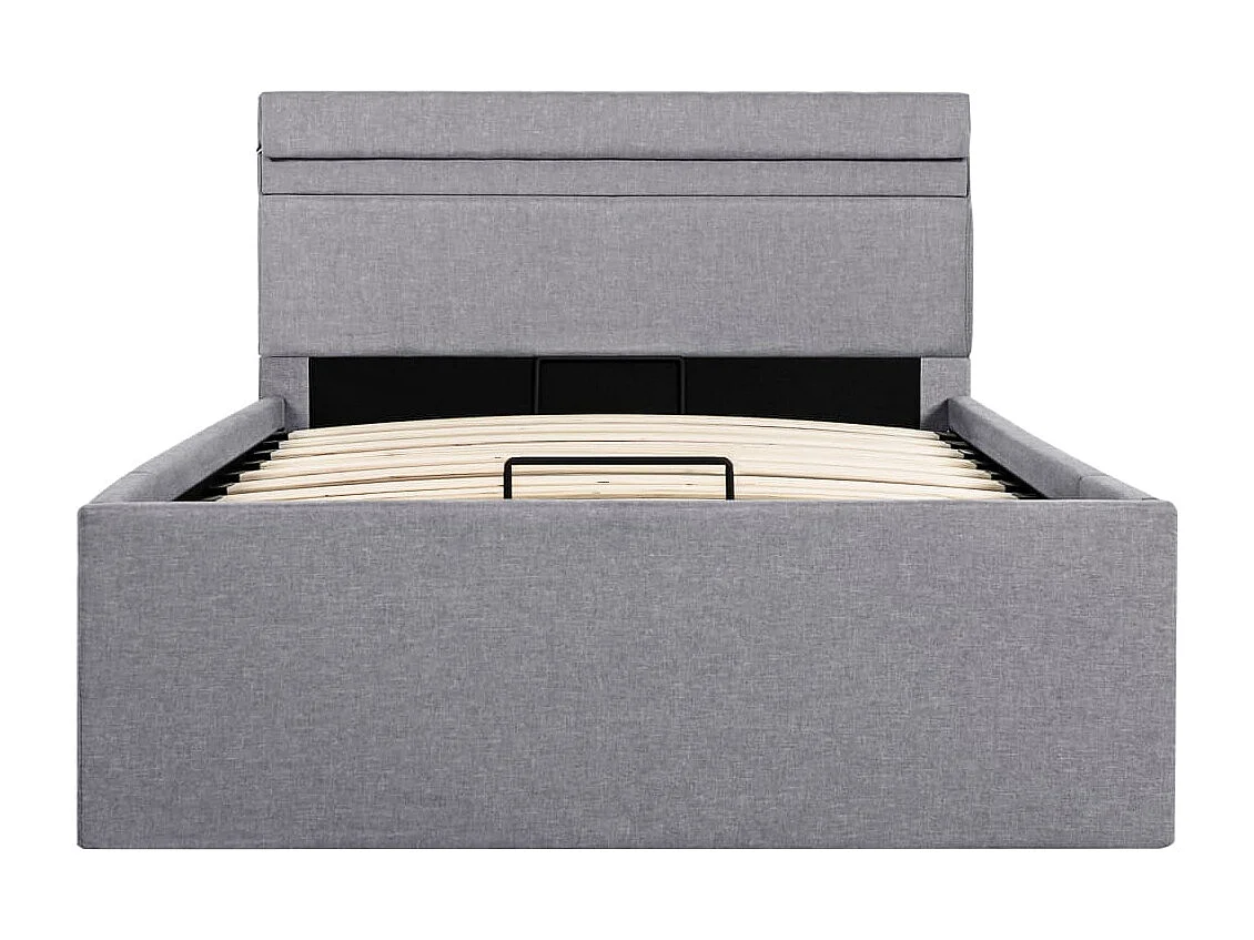 Cama hidráulica c/ arrumação LED 100x200cm tecido cinza-claro