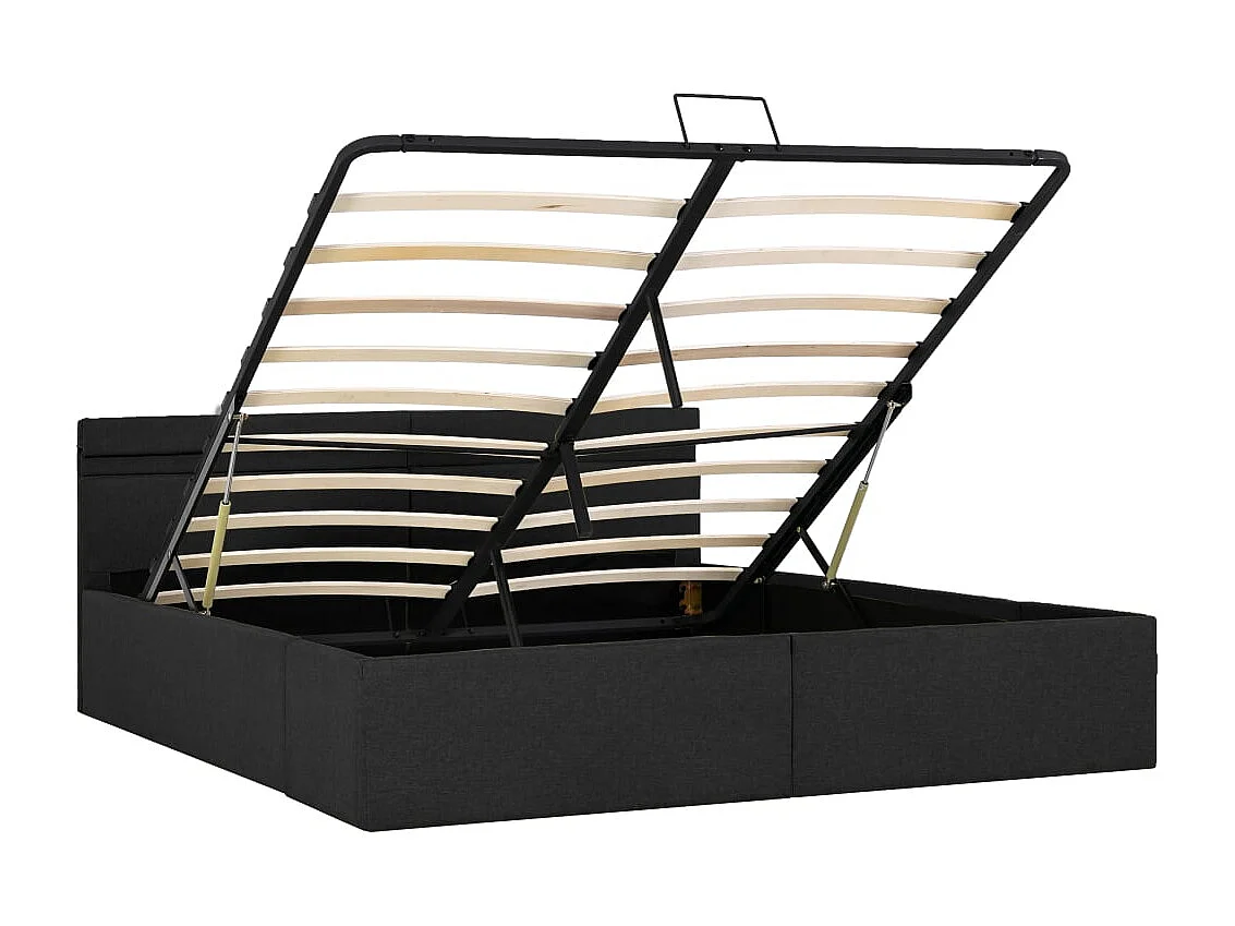 Bedframe met opbergruimte en LED stof donkergrijs 160x200 cm