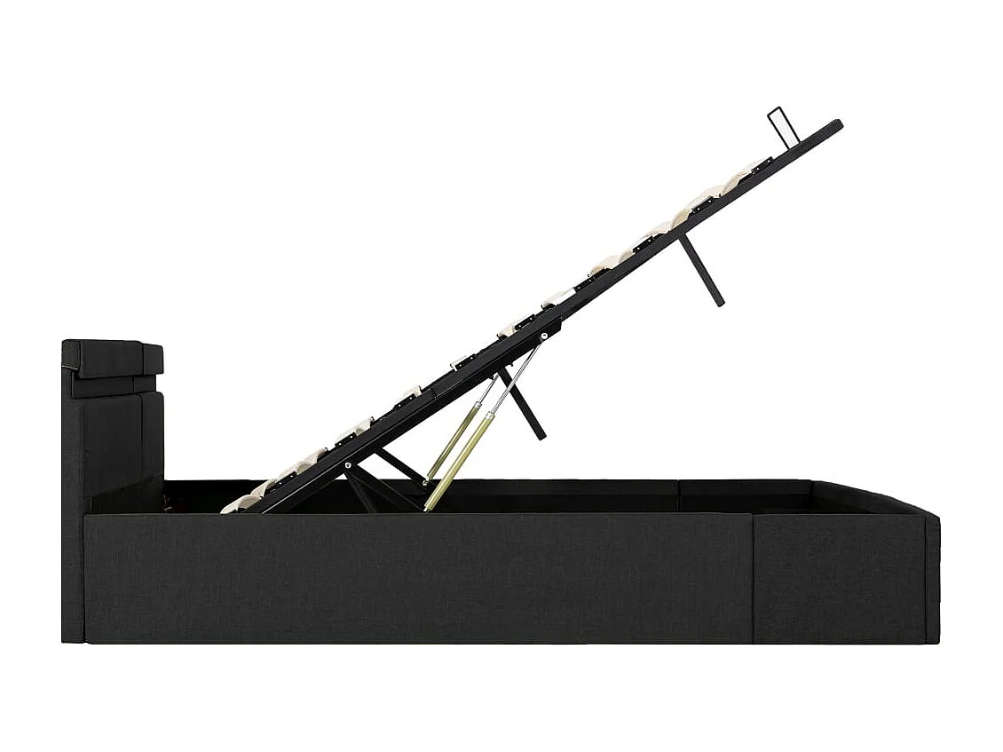 Bedframe met opbergruimte en LED stof donkergrijs 160x200 cm