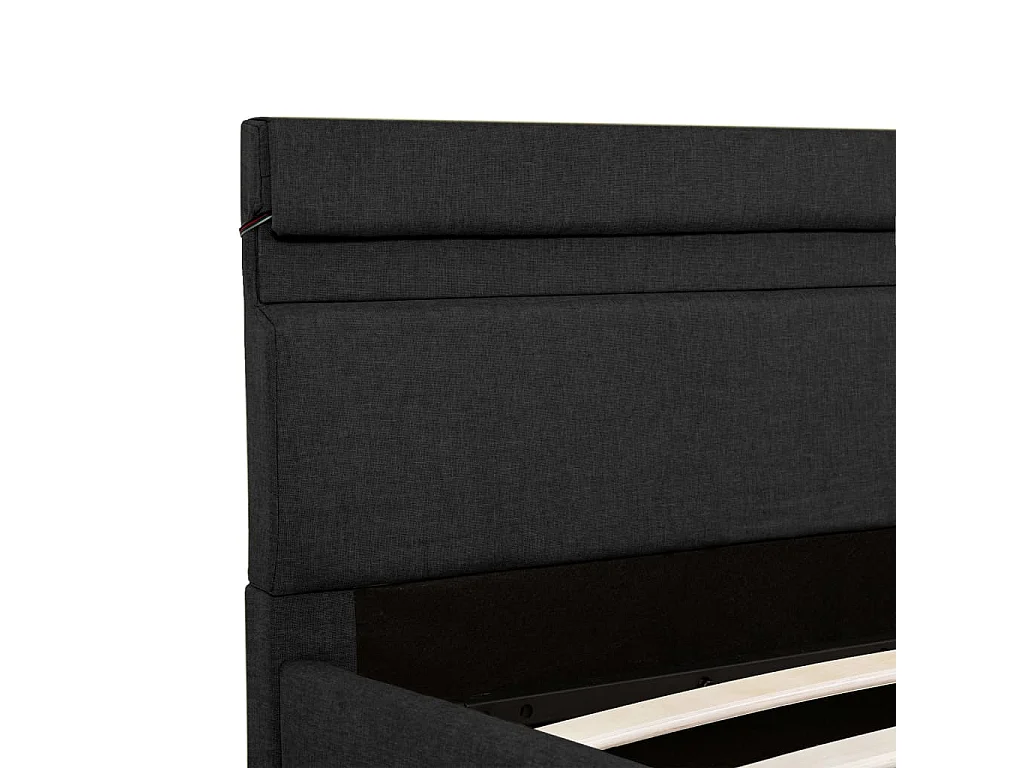Bedframe met opbergruimte en LED stof donkergrijs 160x200 cm