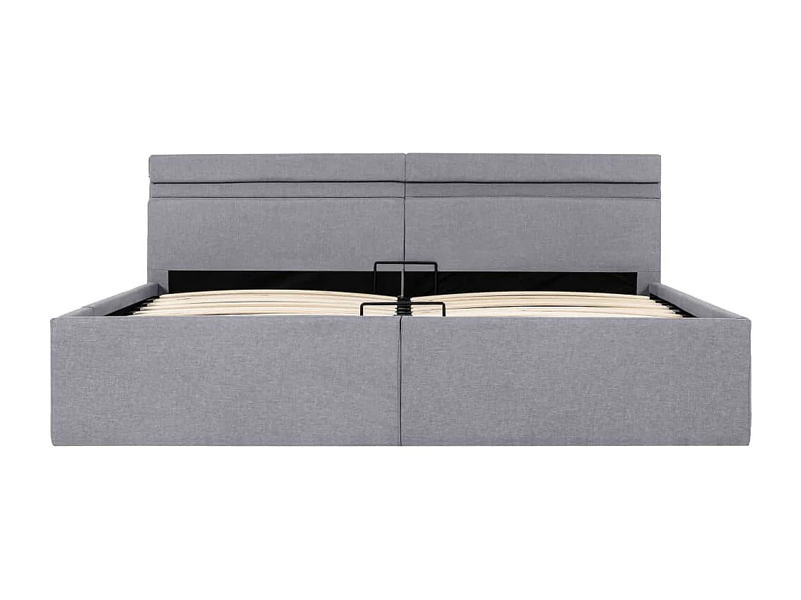 Giroletto con Contenitore e LED Grigio Chiaro Tessuto 180x200cm