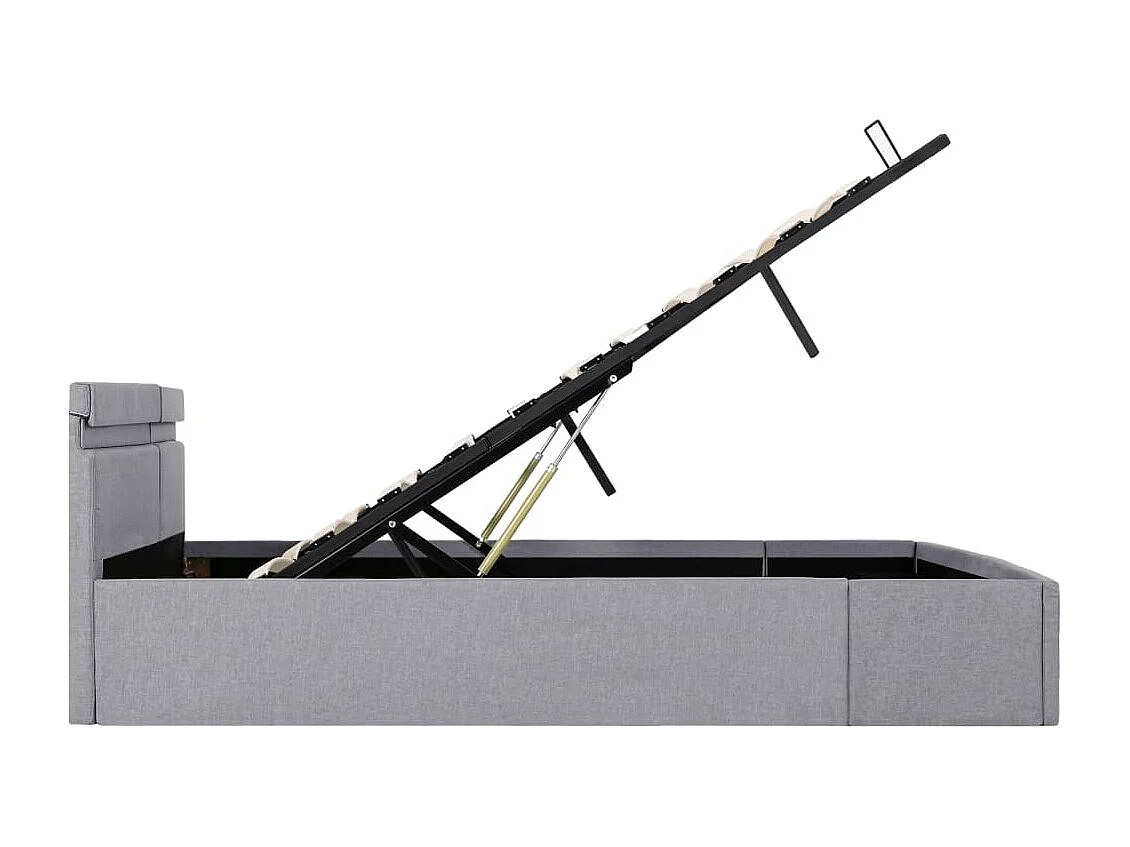 Giroletto con Contenitore e LED Grigio Chiaro Tessuto 180x200cm