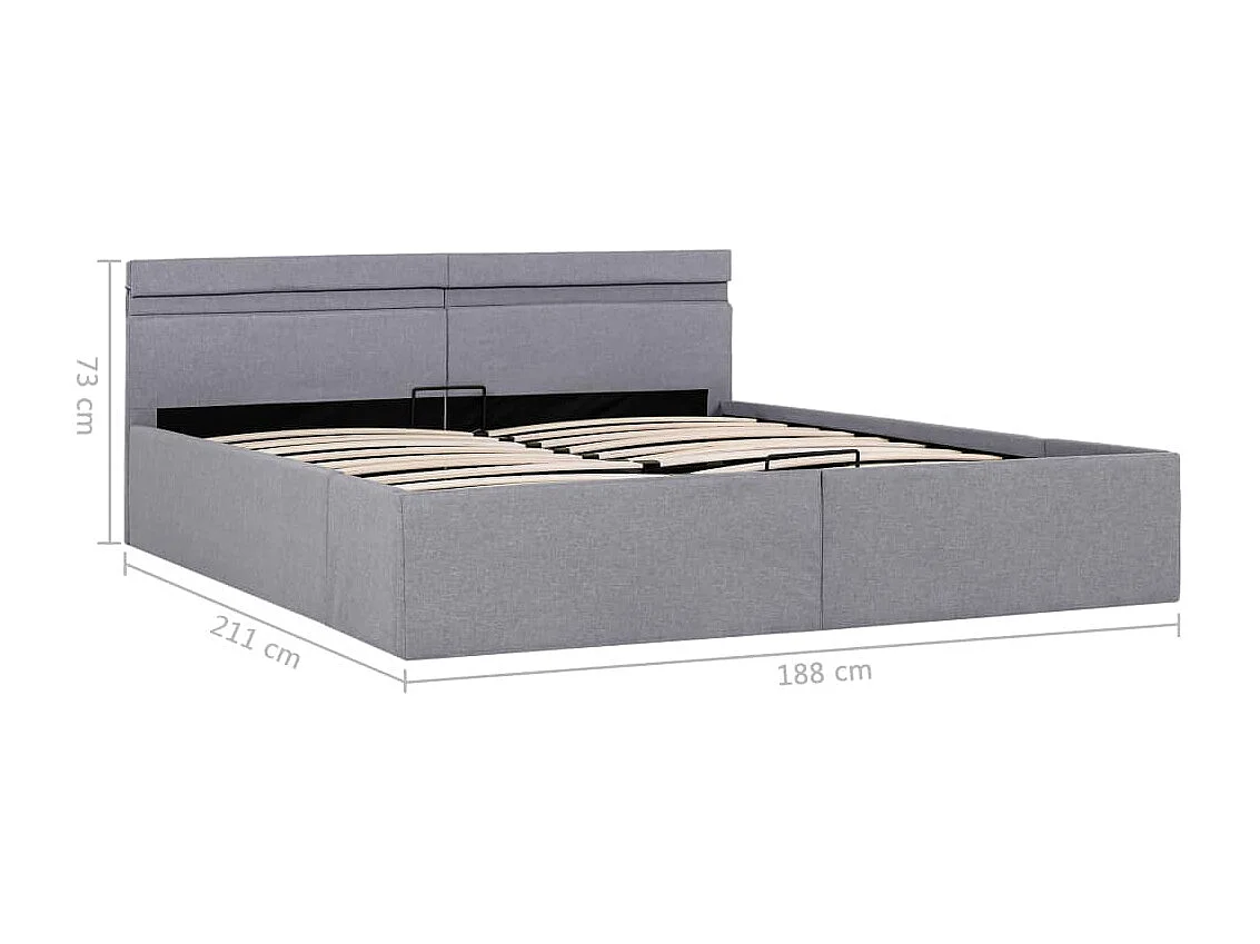 Giroletto con Contenitore e LED Grigio Chiaro Tessuto 180x200cm