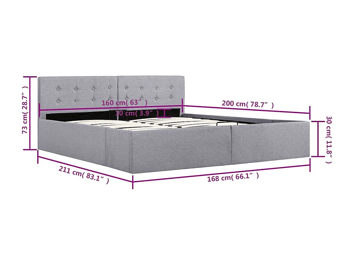 Giroletto con Contenitore Grigio Chiaro in Tessuto 160x200 cm