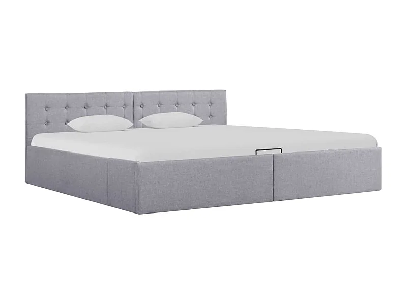Estrutura de cama hidráulica 180x200 cm tecido cinzento-claro