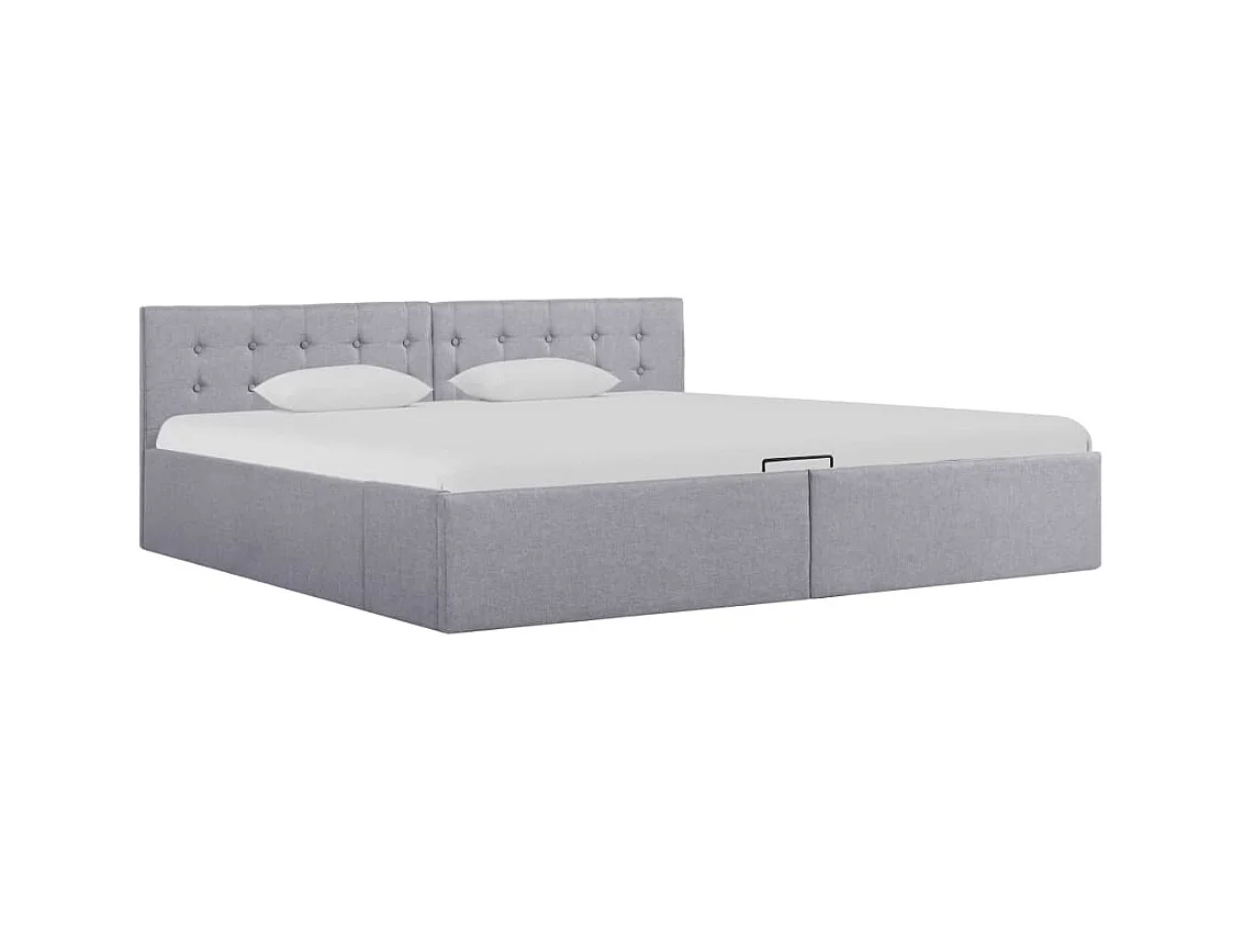 Bedframe met hydraulische opslag stof lichtgrijs 180x200 cm