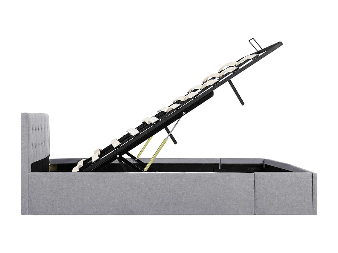 Estrutura de cama hidráulica 180x200 cm tecido cinzento-claro