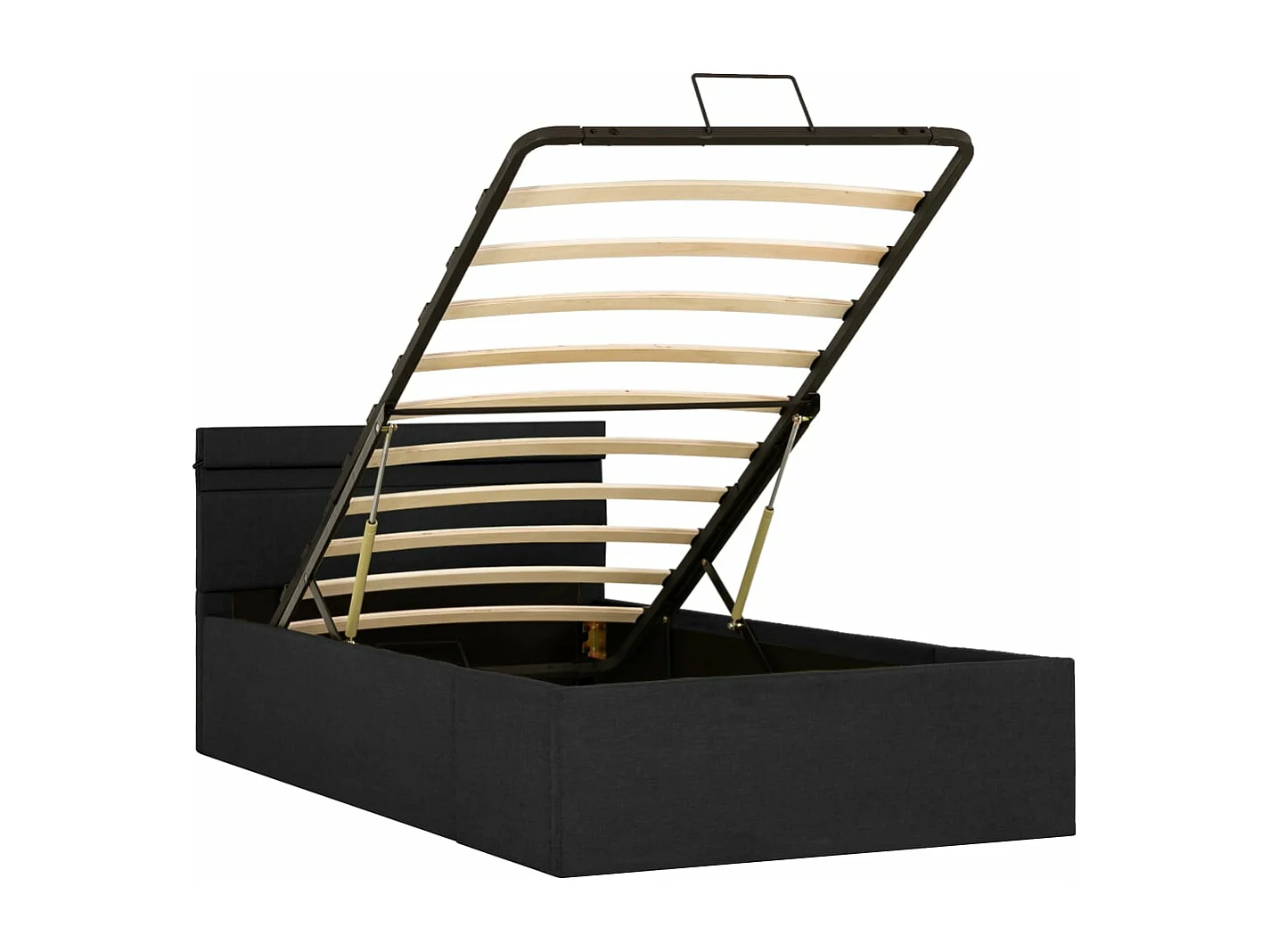 Bedframe met opbergruimte en LED stof donkergrijs 100x200 cm