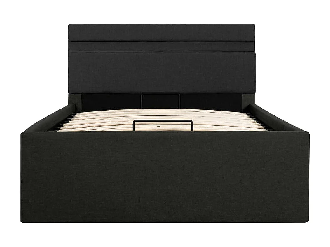 Bedframe met opbergruimte en LED stof donkergrijs 100x200 cm