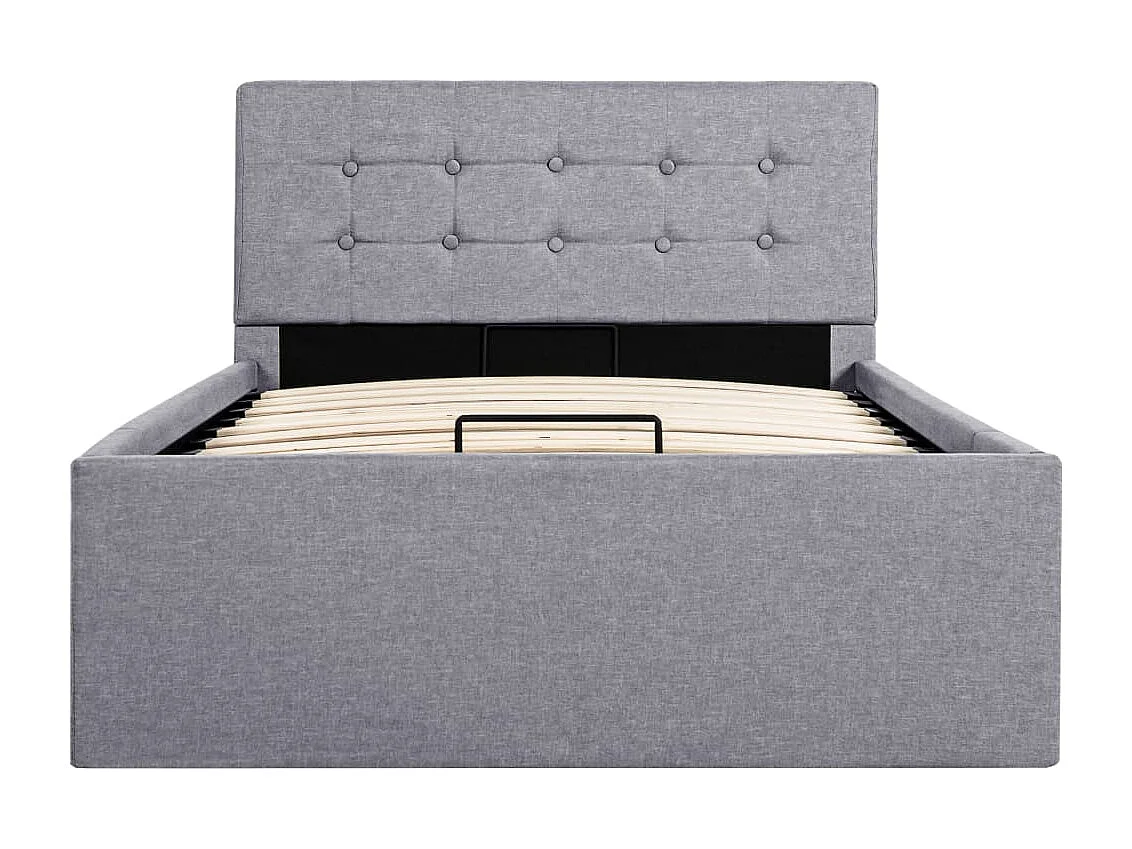 Bedframe met hydraulische opslag stof lichtgrijs 100x200 cm