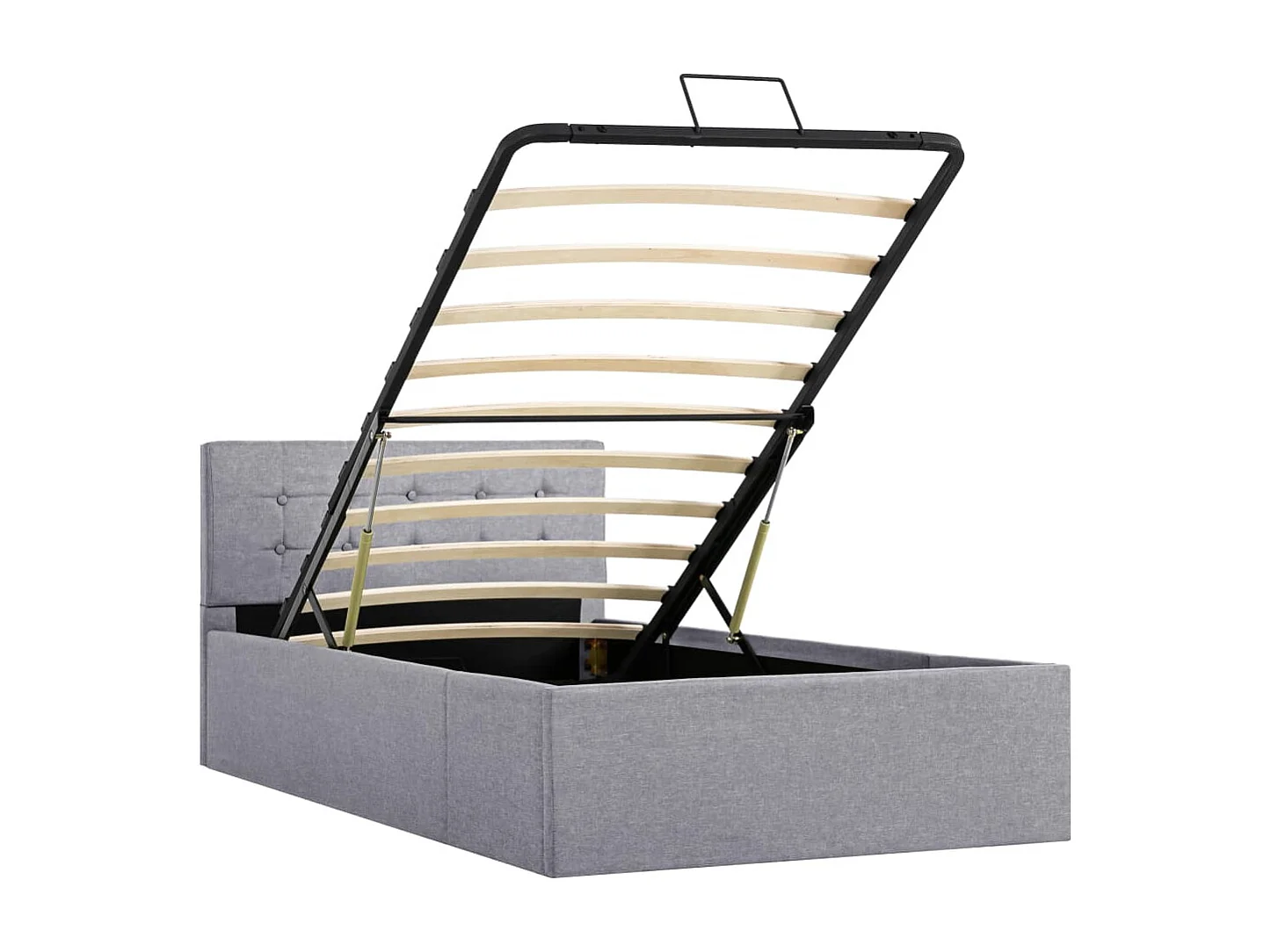 Bedframe met hydraulische opslag stof lichtgrijs 100x200 cm