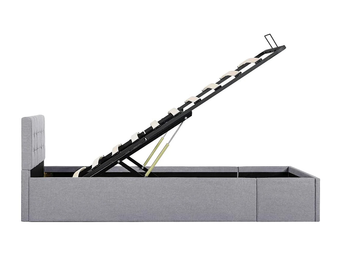 Bedframe met hydraulische opslag stof lichtgrijs 100x200 cm