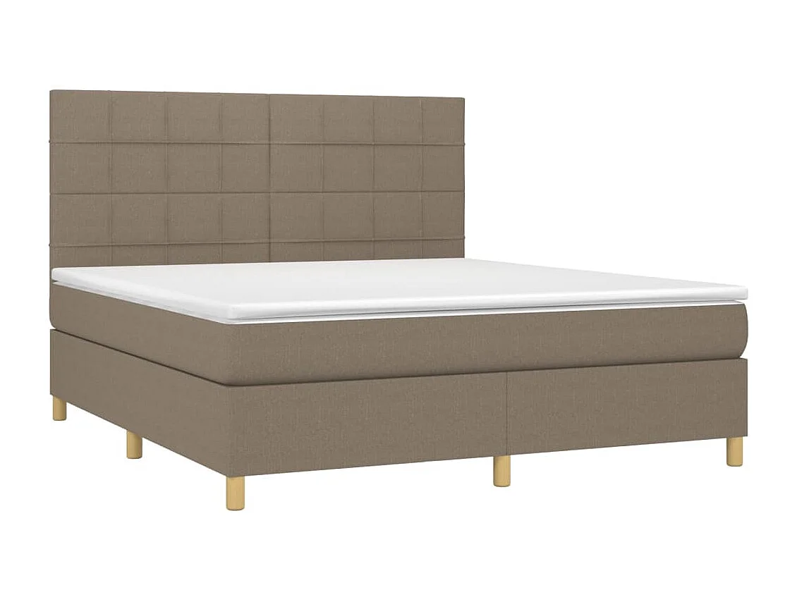 Cama box spring colchão/LED 180x200cm tecido cinza-acastanhado