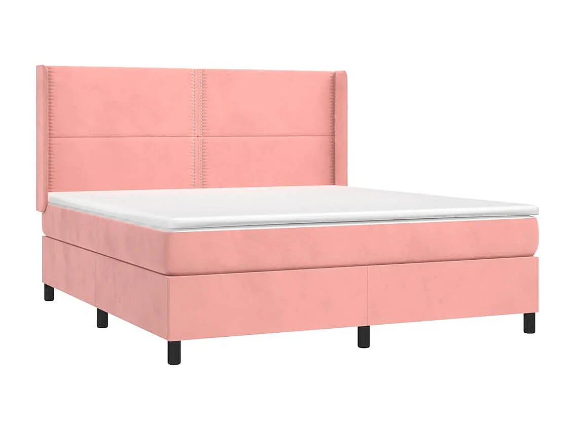 Letto a Molle con Materasso e LED Rosa 160x200 cm in Velluto
