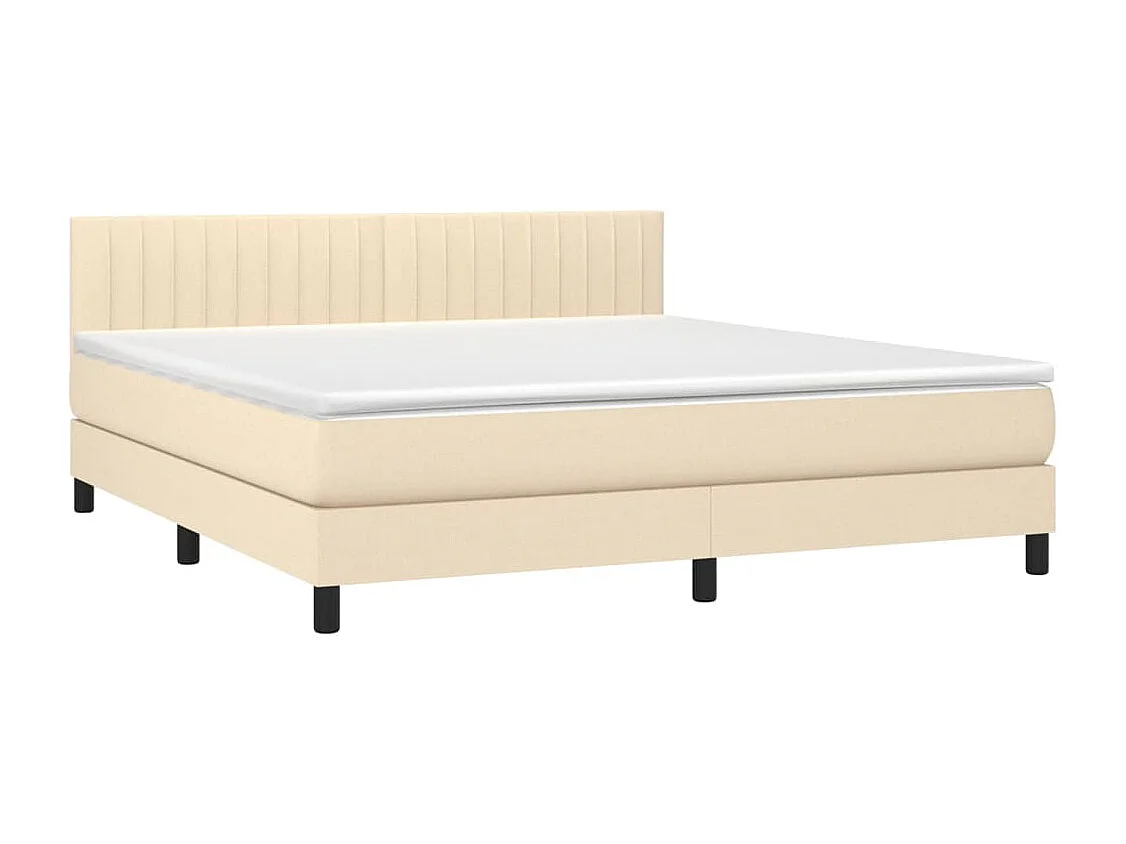 Letto a Molle con Materasso e LED Crema 160x200 cm in Tessuto