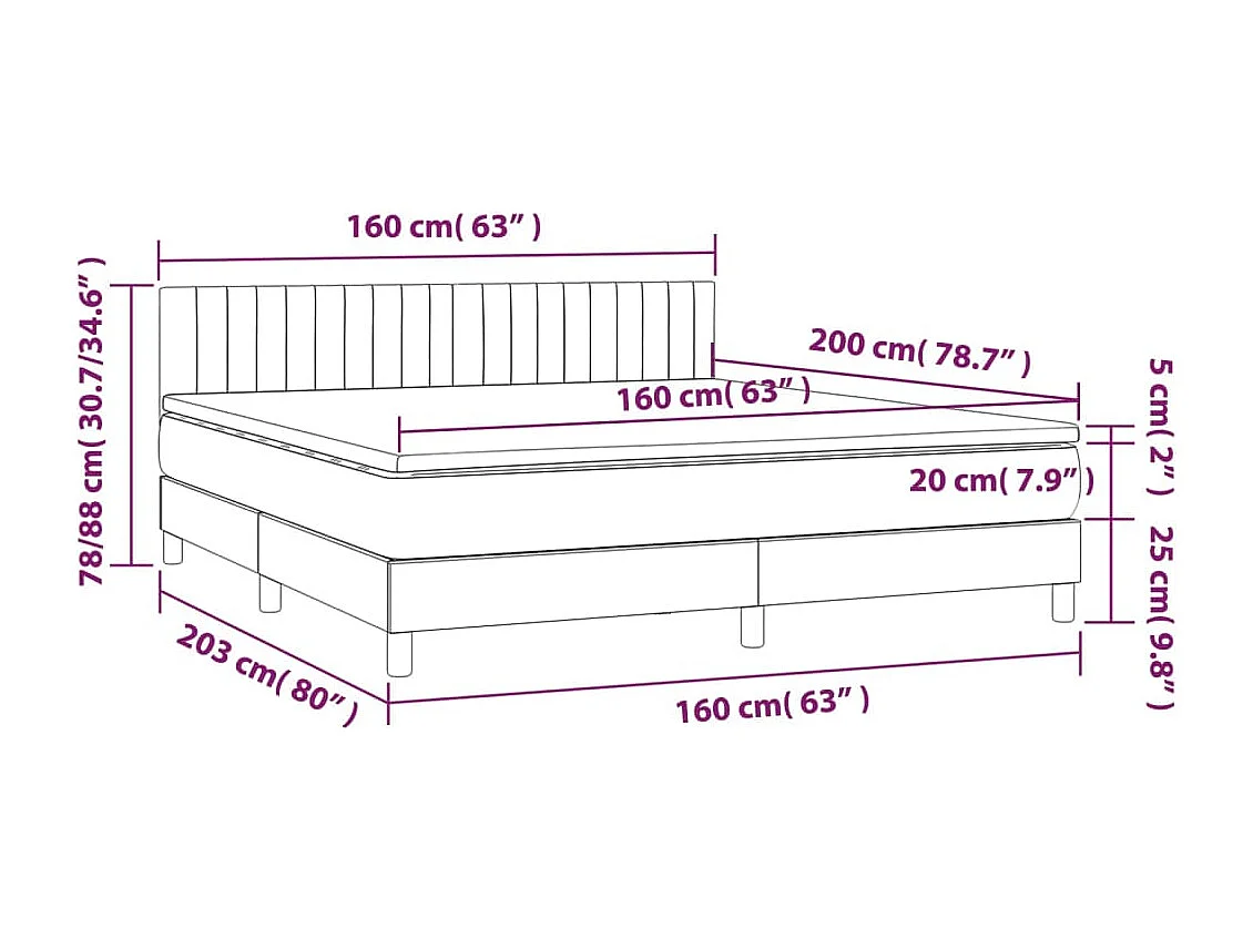 Letto a Molle con Materasso e LED Crema 160x200 cm in Tessuto