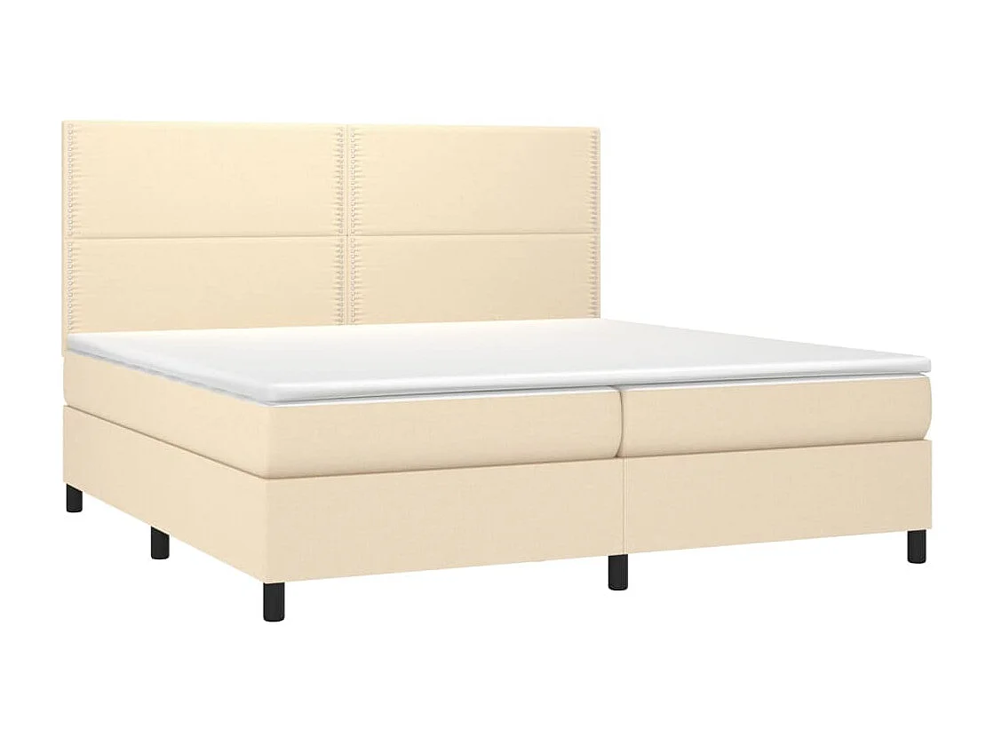 Sommier à lattes de lit et matelas et LED Crème 200x200cm Tissu