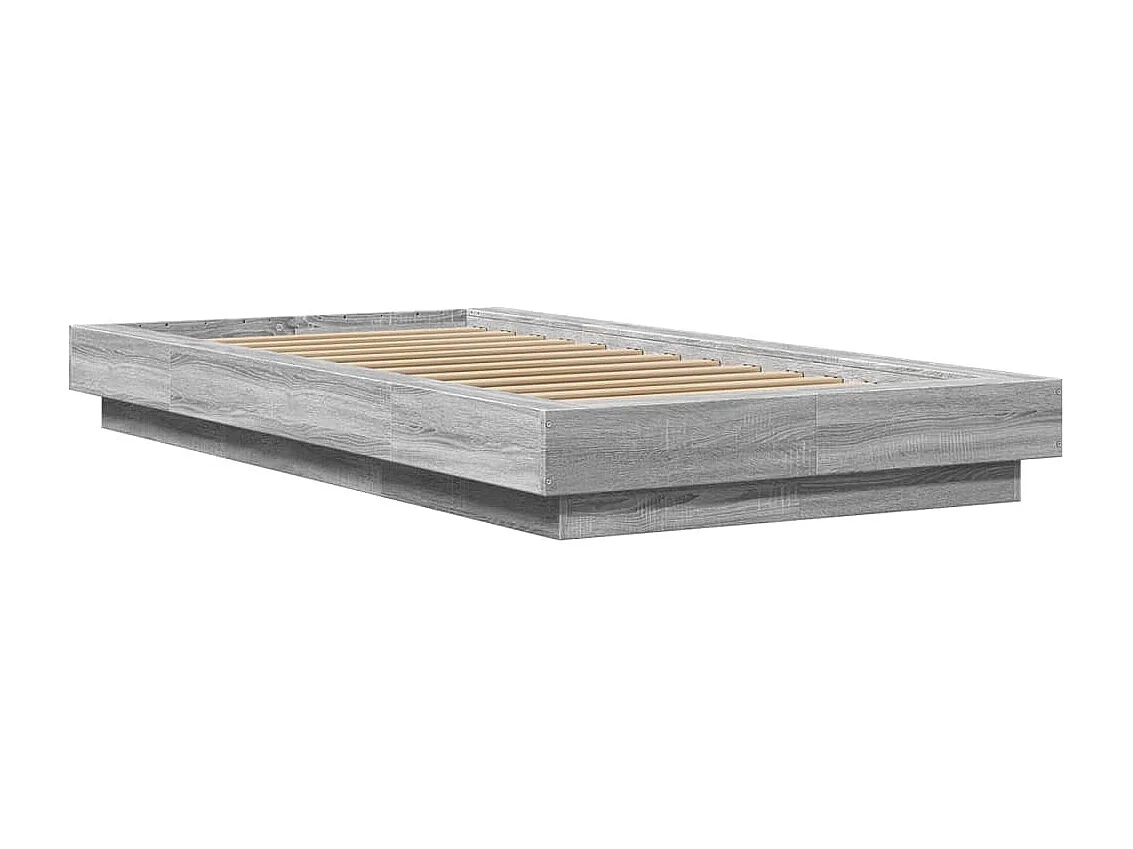 Cadre de lit et lumières LED sans matelas sonoma gris 90x190 cm