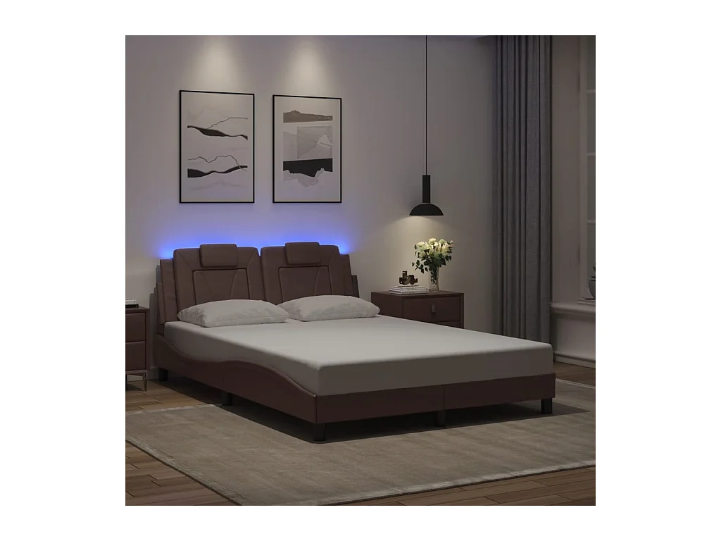 Giroletto con Luci LED Marrone 120x200 cm in Similpelle