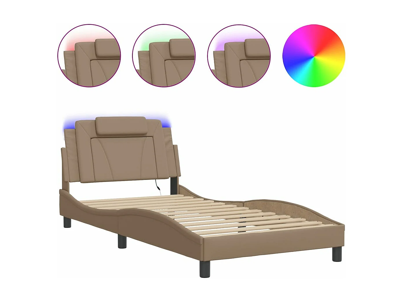 Cadre de lit avec LED sans matelas cappuccino 100x200 cm