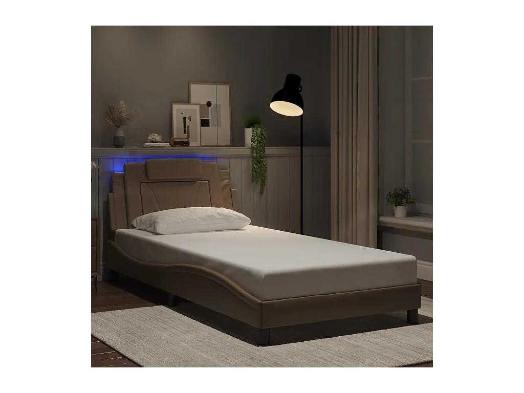 Cadre de lit avec LED sans matelas cappuccino 100x200 cm