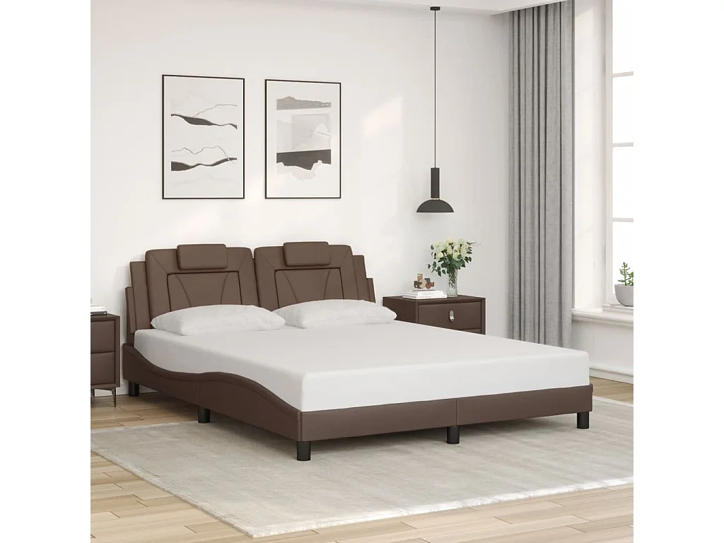 Cadre de lit avec LED sans matelas marron 160x200 cm