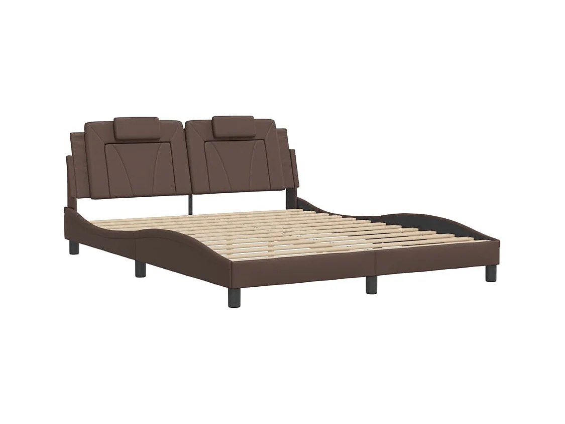 Cadre de lit avec LED sans matelas marron 160x200 cm