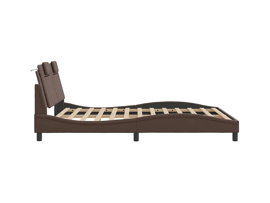 Cadre de lit avec LED sans matelas marron 160x200 cm