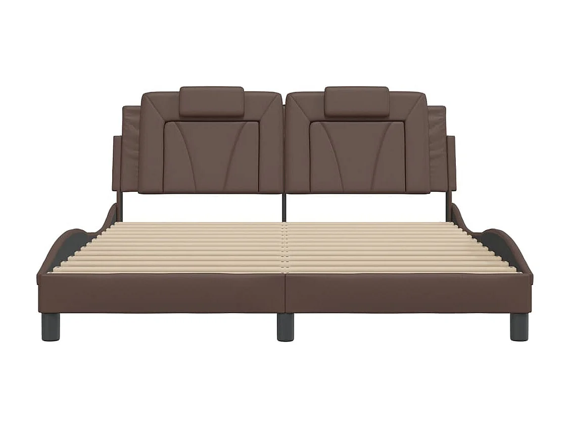 Bedframe met LED-verlichting kunstleer bruin 160x200 cm