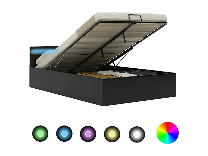 Giroletto Contenitore Idraulico LED Nero Similpelle 120x200 cm