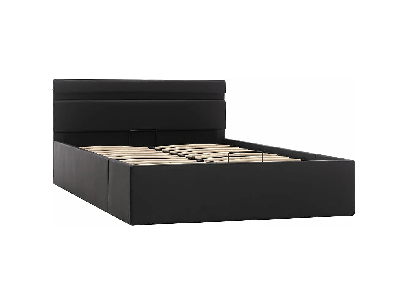 Cadre de lit à rangement hydraulique sans matelas avec LED noir