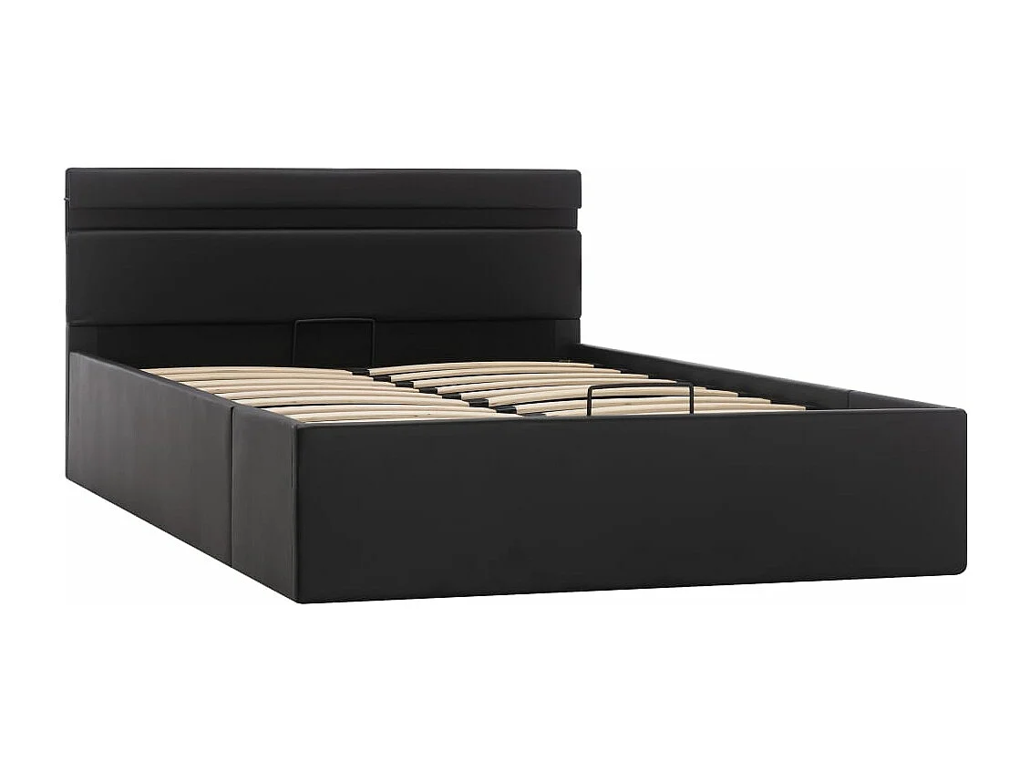 Cadre de lit à rangement hydraulique sans matelas avec LED noir