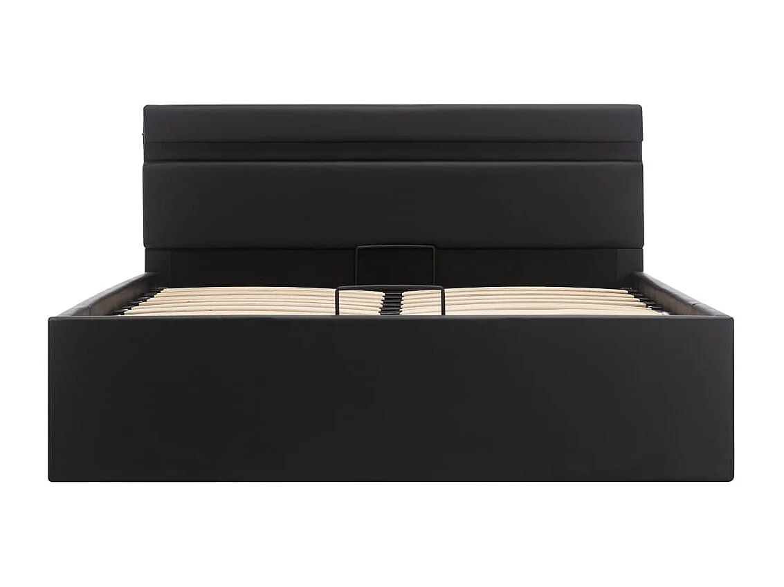 Cadre de lit à rangement hydraulique sans matelas avec LED noir