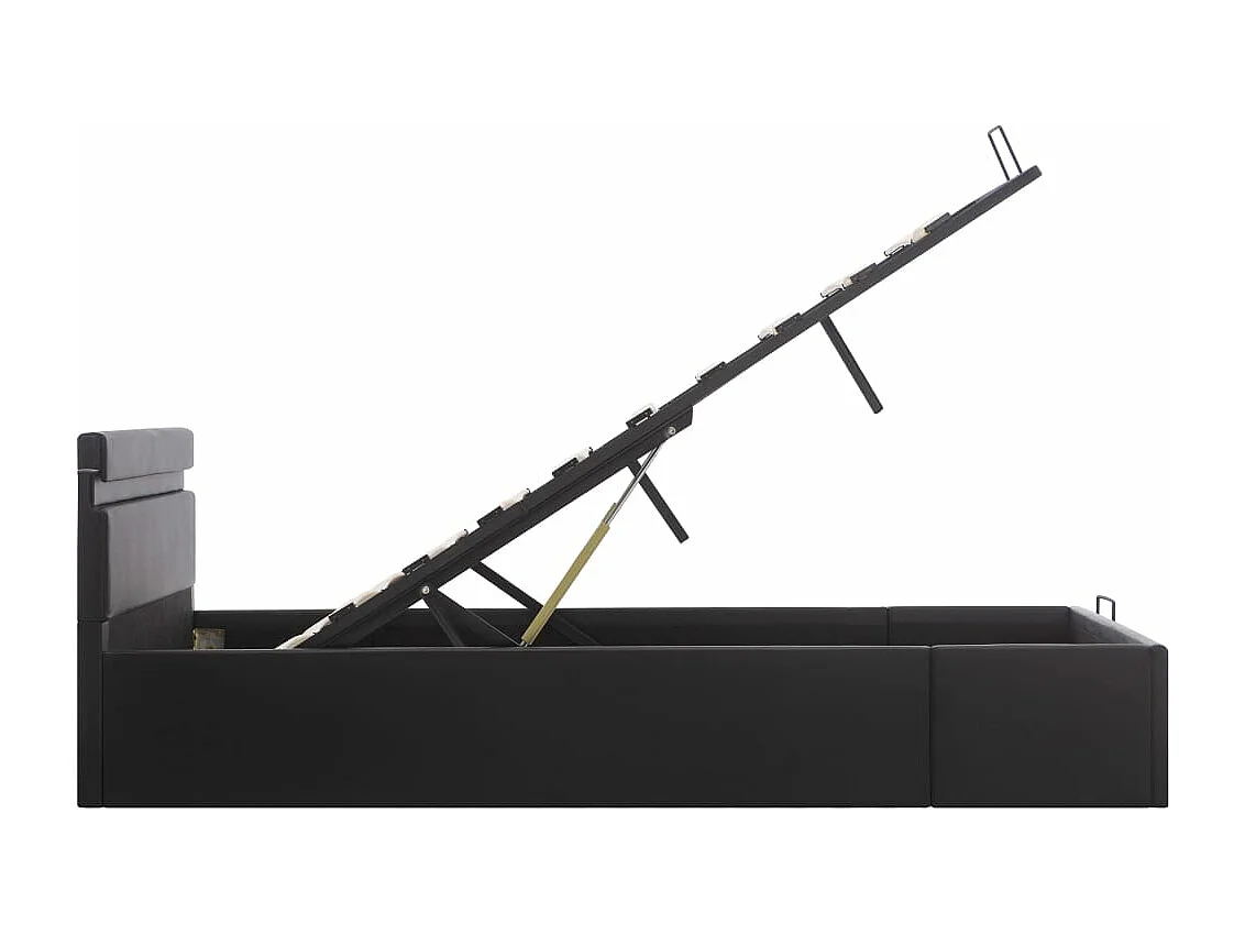 Cadre de lit à rangement hydraulique sans matelas avec LED noir