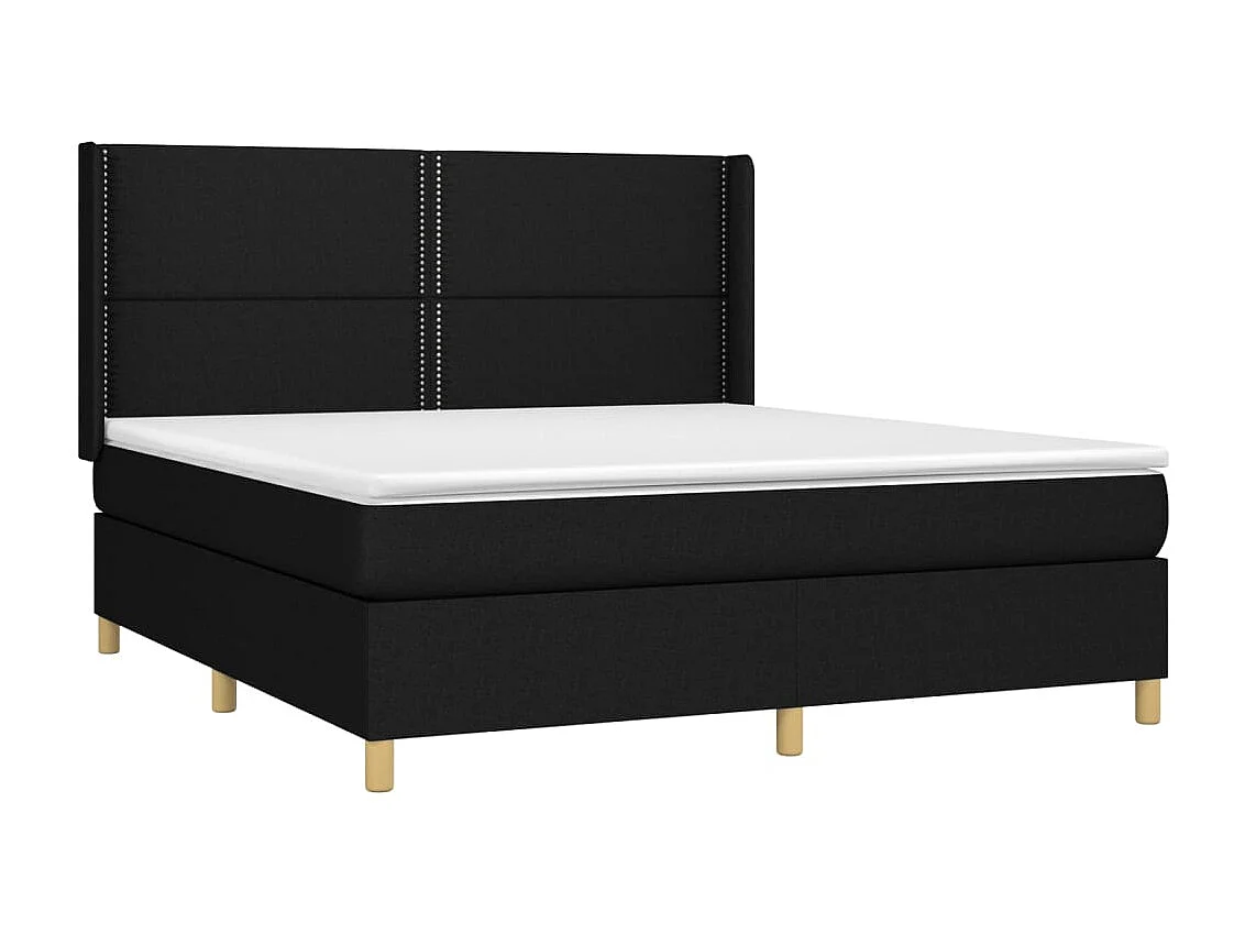 Sommier à lattes de lit matelas et LED Noir 180x200 cm Tissu