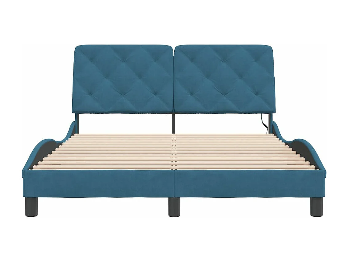 Cadre de lit avec LED sans matelas bleu 140x200 cm velours