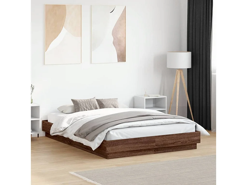 Estrutura de cama com cabeceira 120x190 cm carvalho castanho