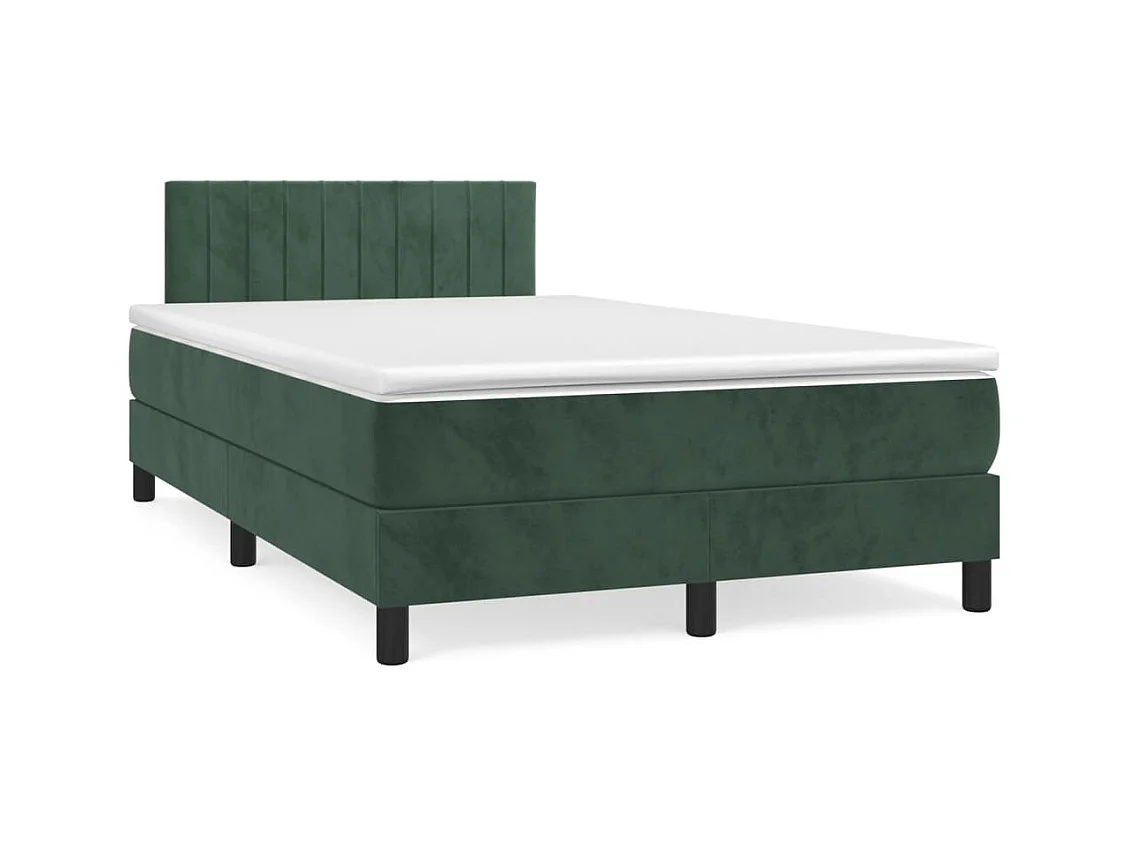 Sommier à lattes de lit avec matelas LED vert foncé 120x190 cm