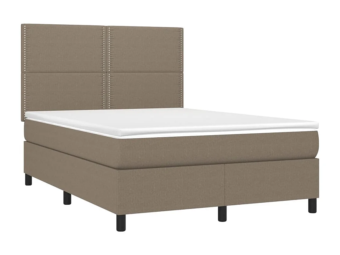 Boxspringbett mit Matratze & LED Taupe 140x190 cm Stoff