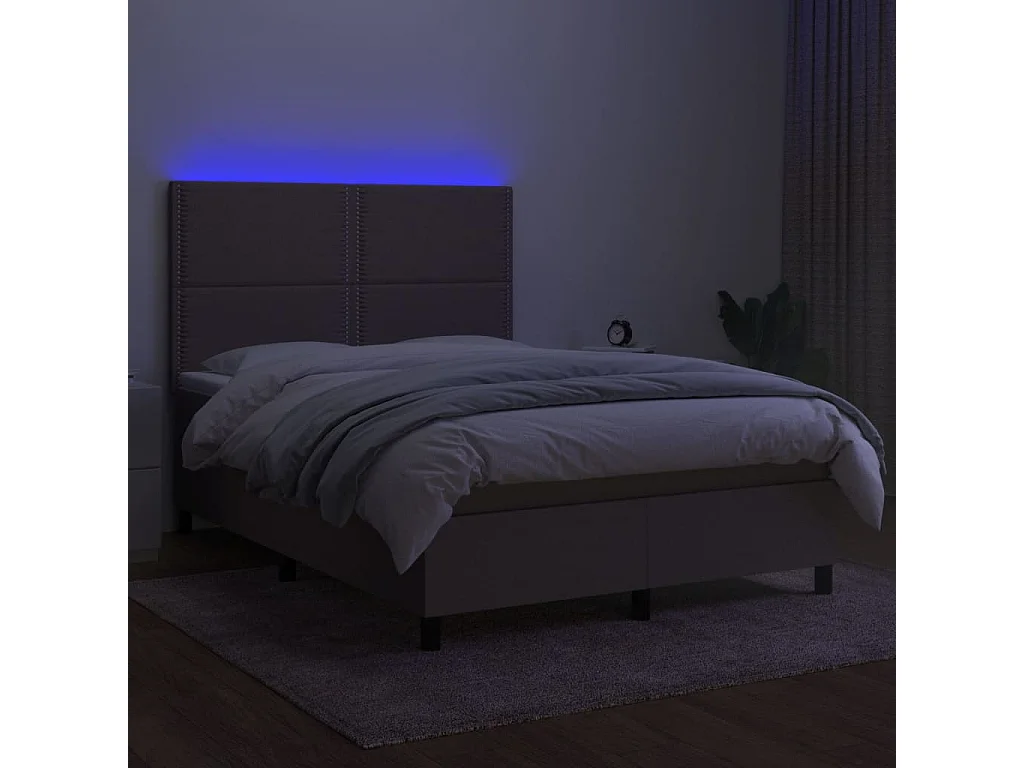 Boxspringbett mit Matratze & LED Taupe 140x190 cm Stoff