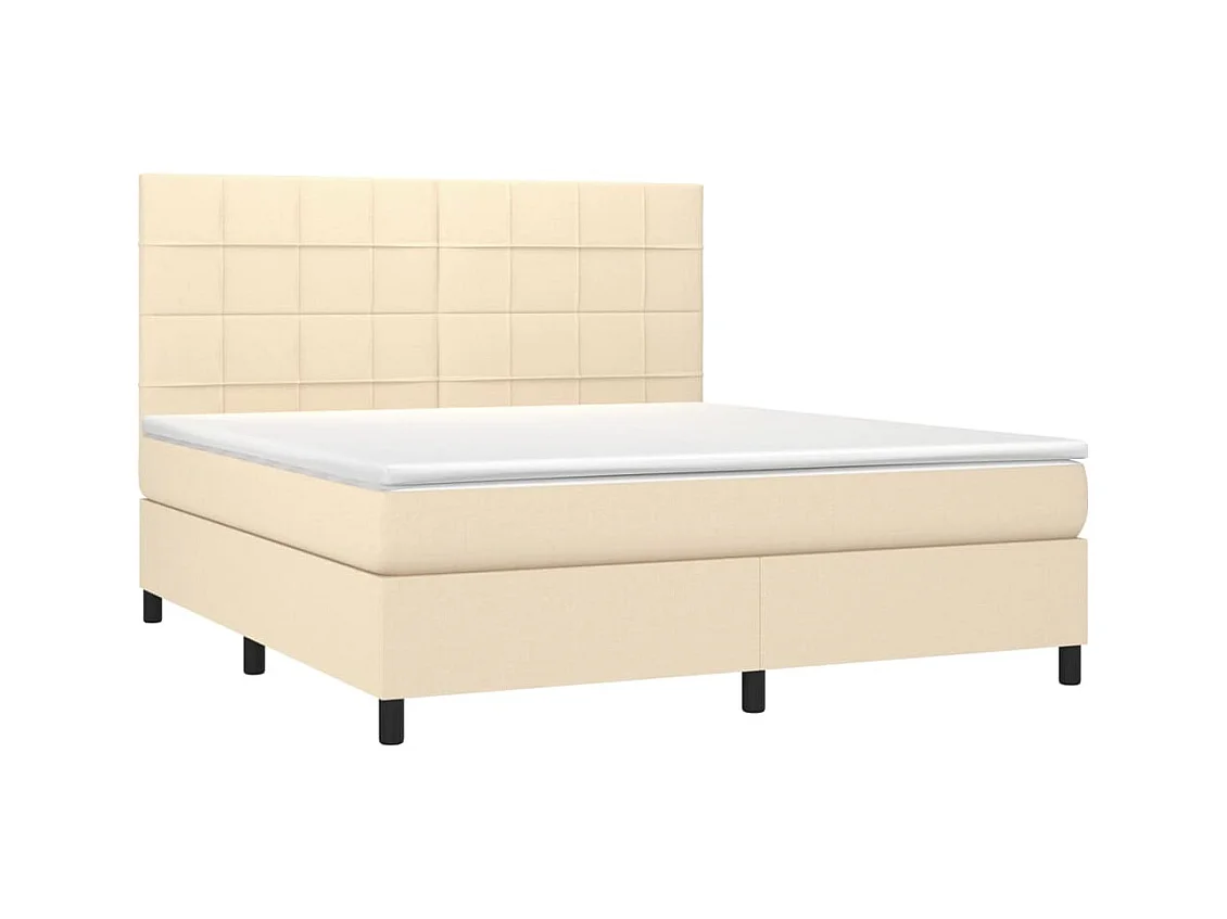 Sommier à lattes de lit et matelas et LED Crème 180x200cm Tissu