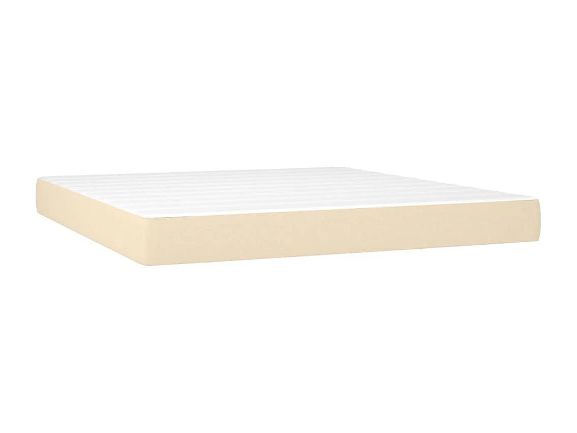 Sommier à lattes de lit et matelas et LED Crème 180x200cm Tissu