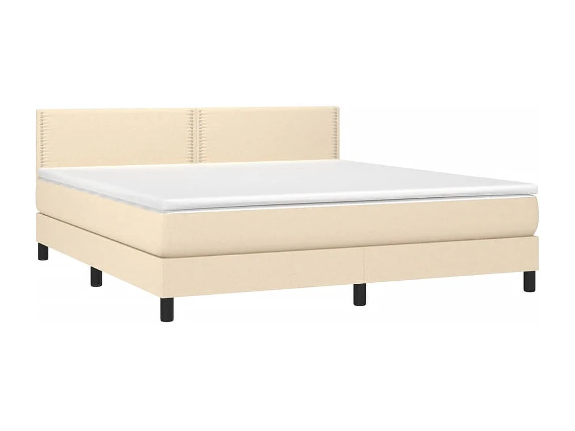 Sommier à lattes de lit avec matelas LED Crème 180x200 cm Tissu