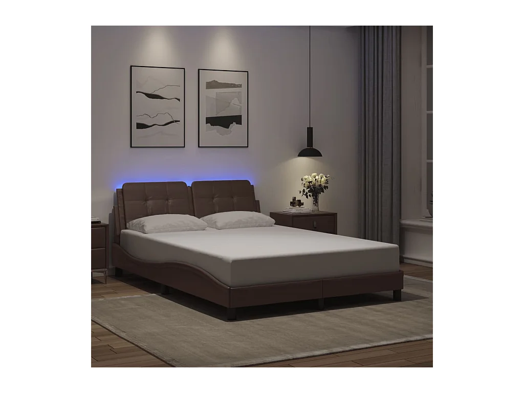 Cadre de lit avec LED sans matelas gris 120x200 cm